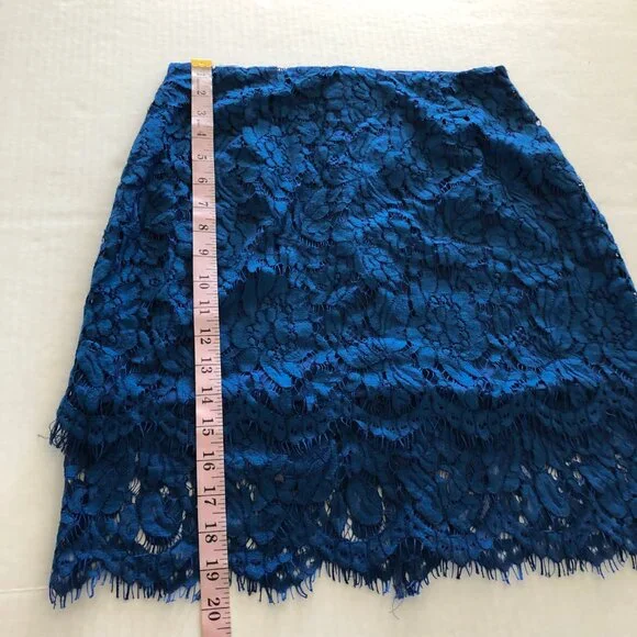 Lulus Live For the Night Women's Navy Blue Lace Skirt Size L Pencile - Picture 8 of 11